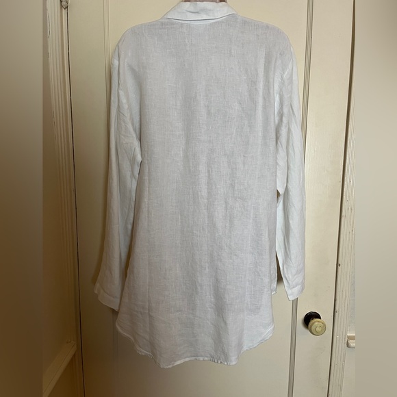 Soft Surroundings Oversized White Linen Button Down Shirt NWOT - Picture 2 of 10